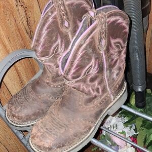 Kids Brown and Pink Western Boots